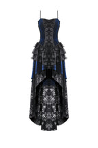 Royal Indigo Velvet Lace Hi-Lo Dress