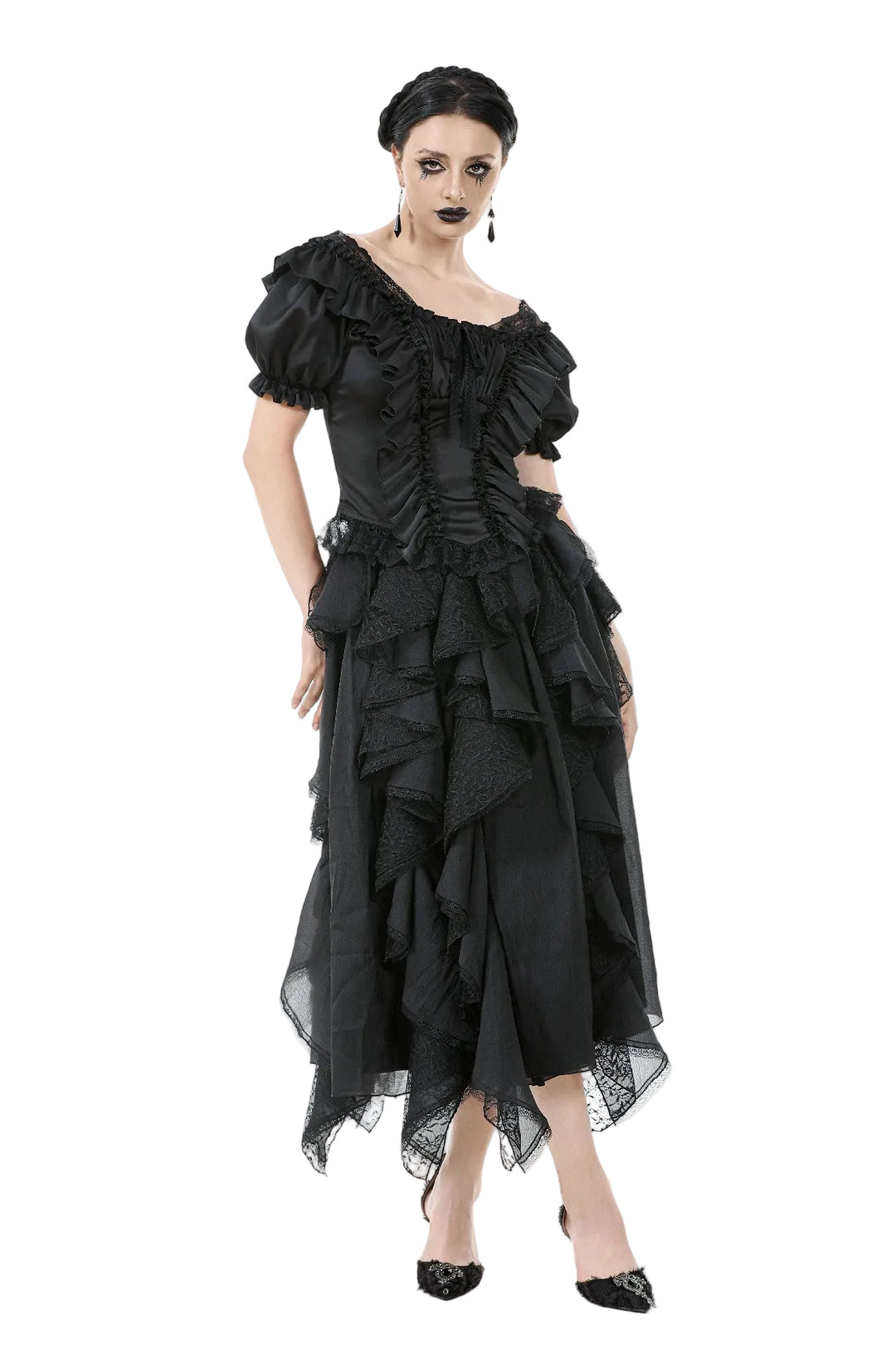 Ruffle Pleat Lace Blouse