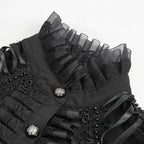 Patterned Ruffle High Neck Blouse