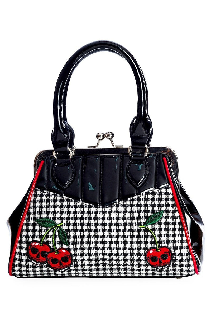 Gingham Skull Cherry Retro Bag