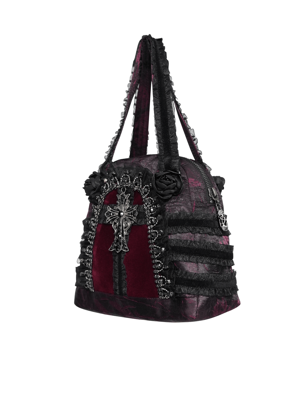 Gothic Ruffle Cross Handbag