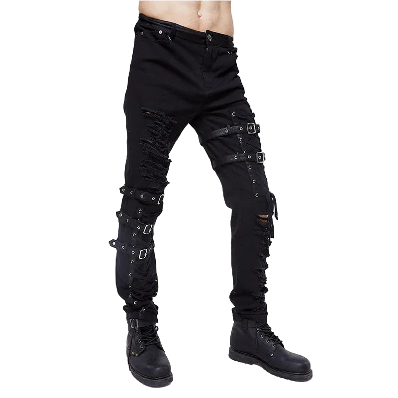 Ragged Punk Buckle Trousers