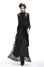 Princess Pleat Lace Velvet Maxi Skirt