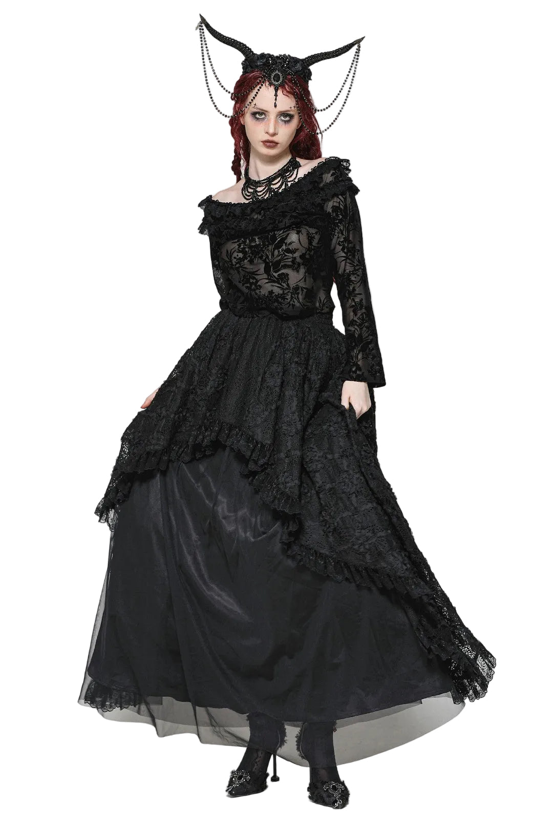 Flower Vine Bardot Frill Blouse