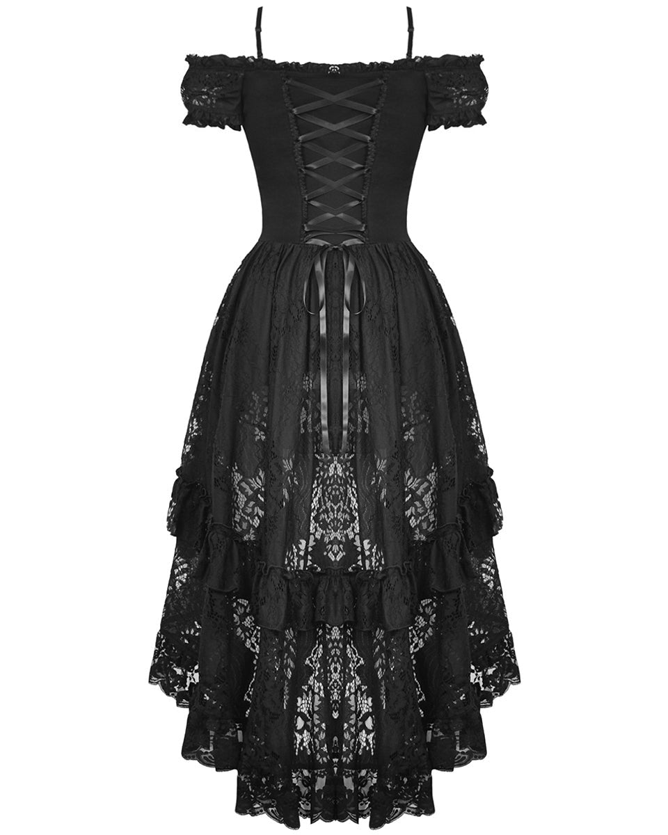 Elegant Dovetail Hi-Lo Bardot Dress