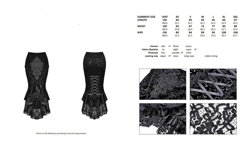 Classic Pencil Fishtail Velvet Skirt