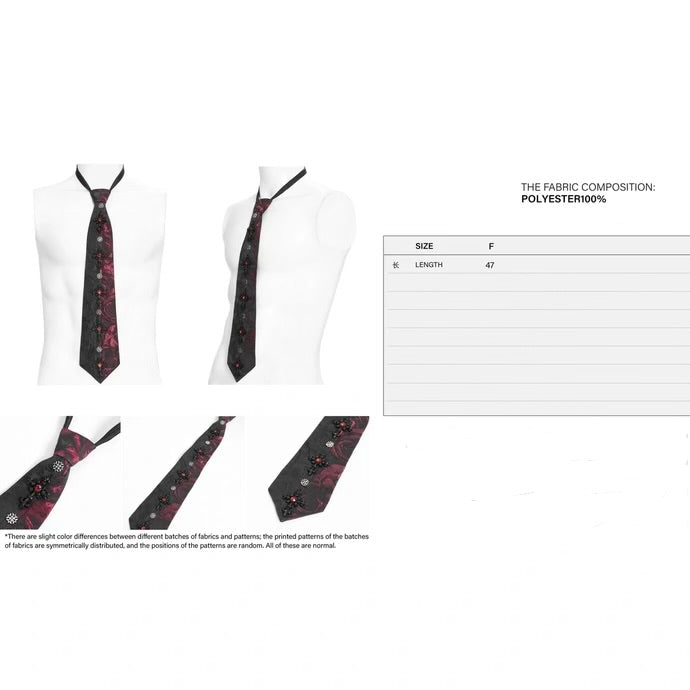 Crucifix Black & Red Gothic Tie