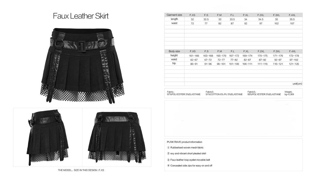 Buckle Strap Net Mini Skirt