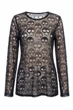 Skull Mesh Long Sleeve Top