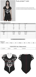 Punk Printed Mesh Strap Sleeve Top