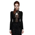 Delicate Standing Collar Sheer Blouse