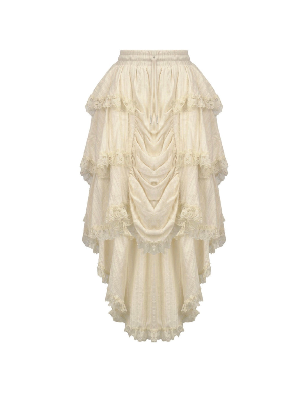 Steampunk Cream Ruffle Drape Skirt