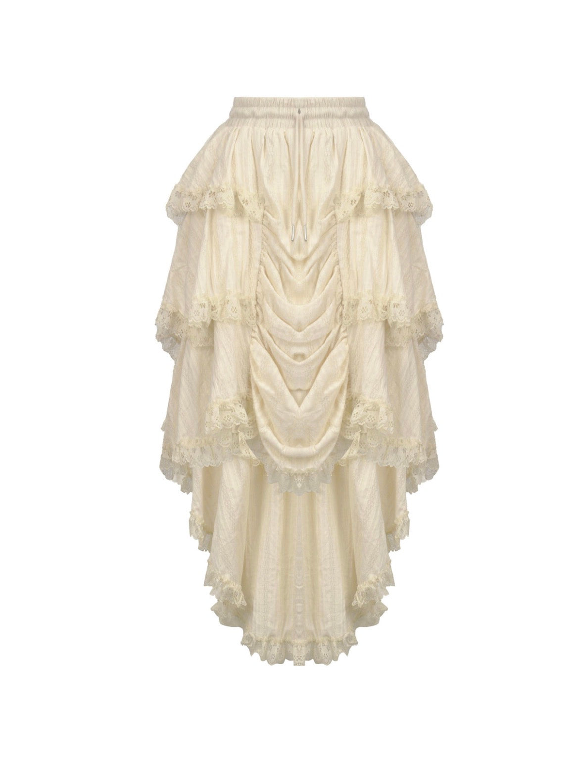 Steampunk Cream Ruffle Drape Skirt