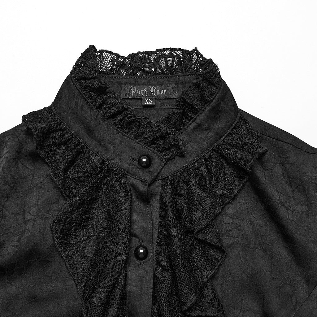 Ruffle High Neck Lace Gothic Blouse