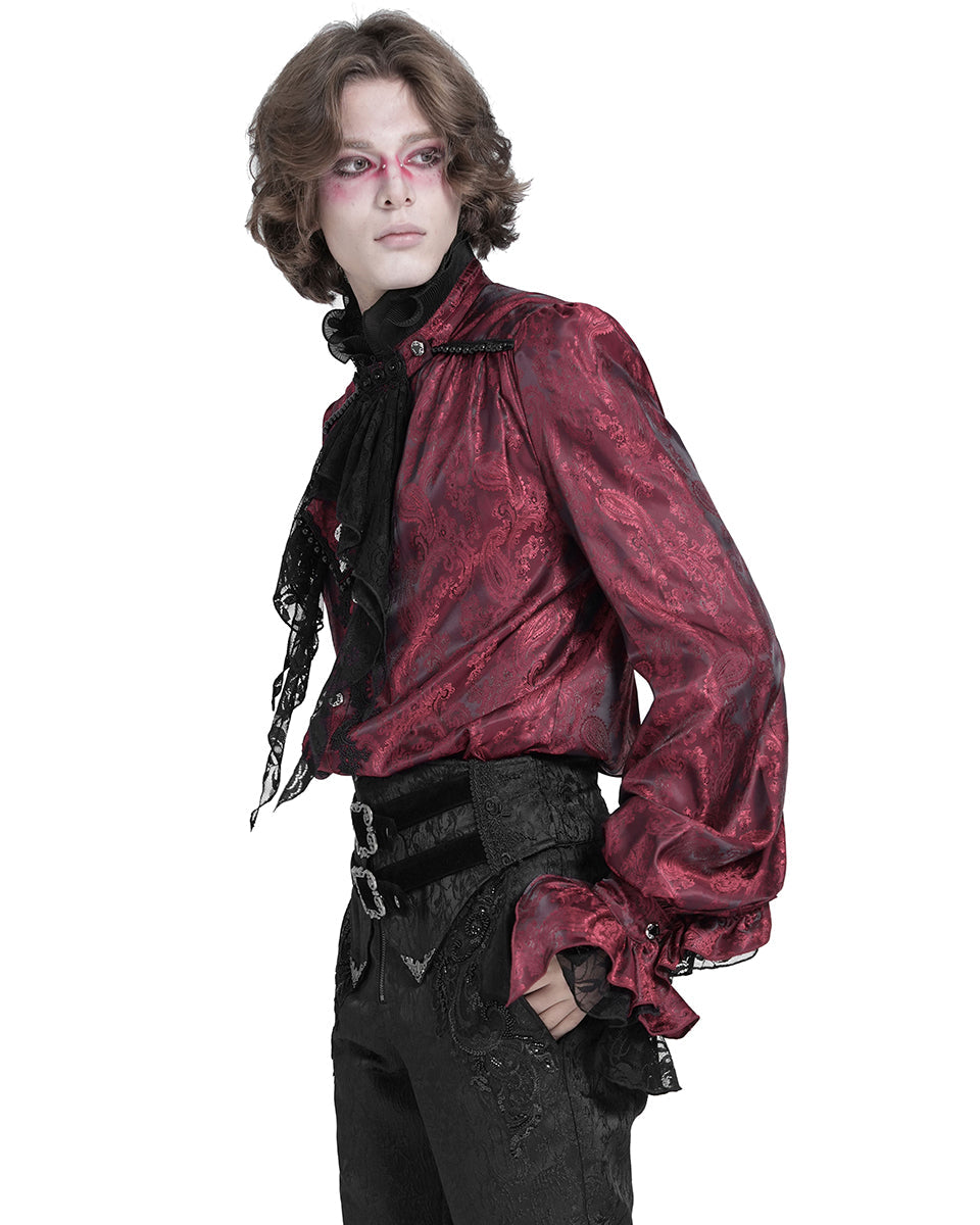Red Crucifix Jacquard Detachable Cravat Shirt