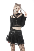Studded Flap Mini Skirt