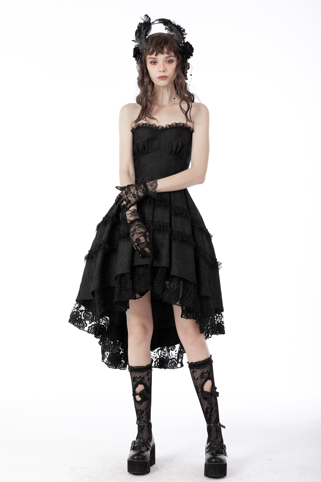 Pleated Frill Big Bow Prom Dress