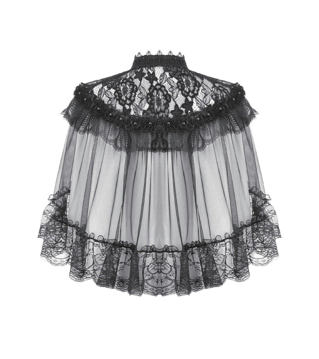 Sheer Mesh Laced Capelet