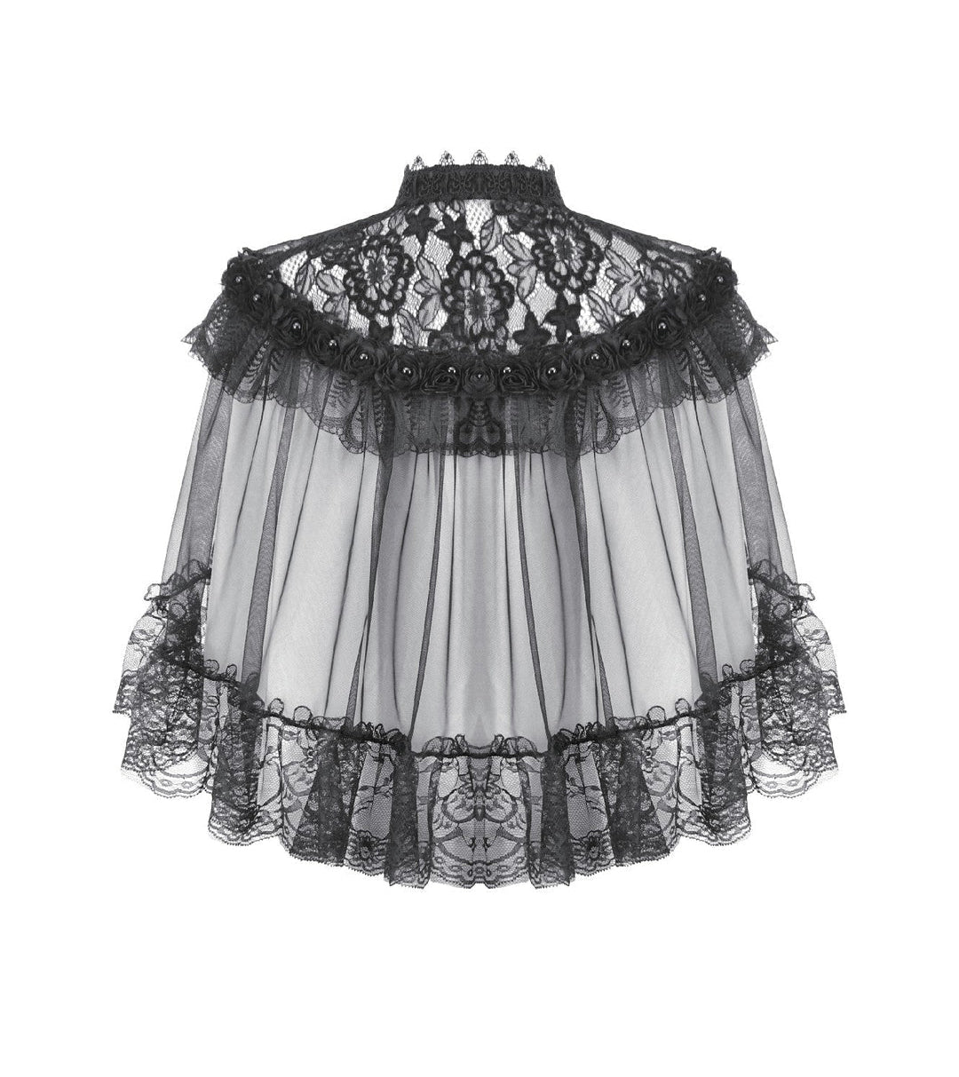Sheer Mesh Laced Capelet