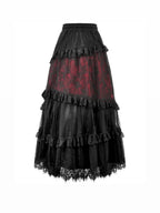 Elegant Red Ruffle Strip Skirt
