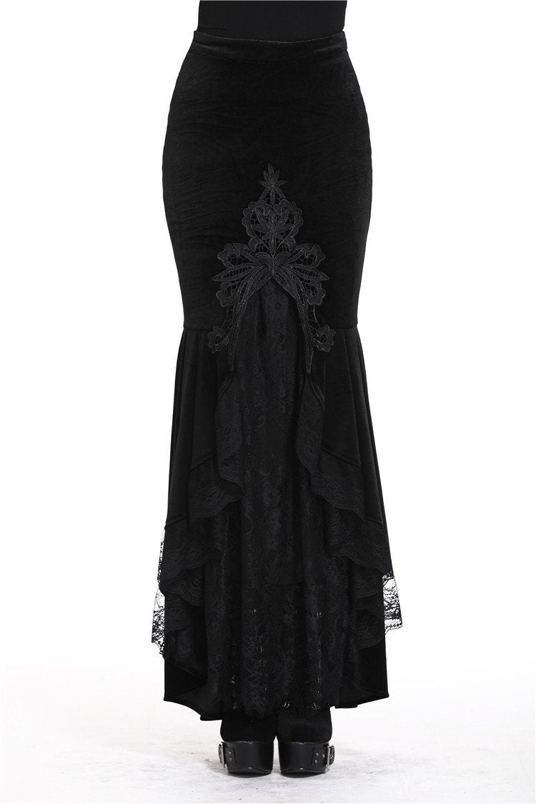 Mermaid Tail Velvet Lace Maxi Skirt
