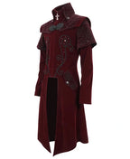 Cape Collar Crucifix Gothic Long Burgundy Coat
