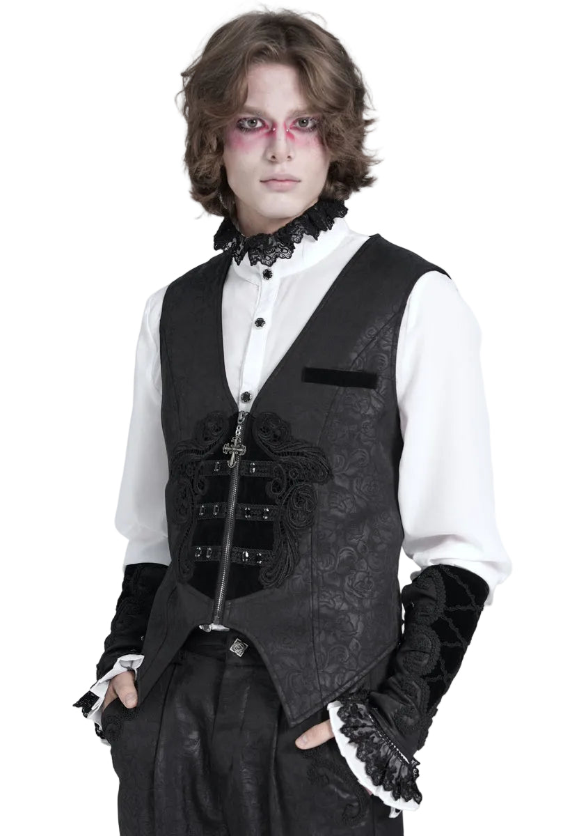 Rose Print Crucifix Waistcoat