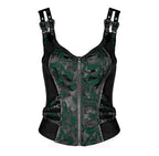 Green Poison Ivy Corset Buckle Top