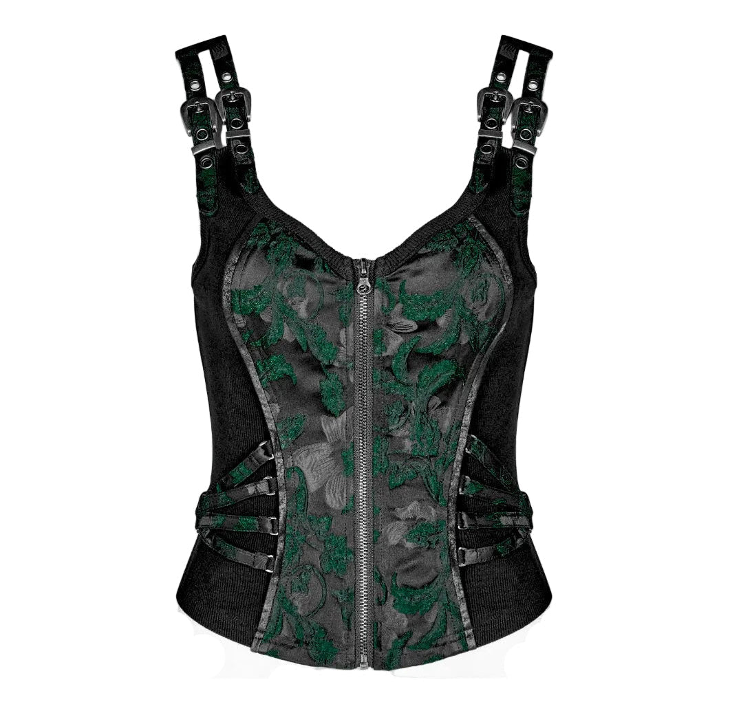 Green Poison Ivy Corset Buckle Top