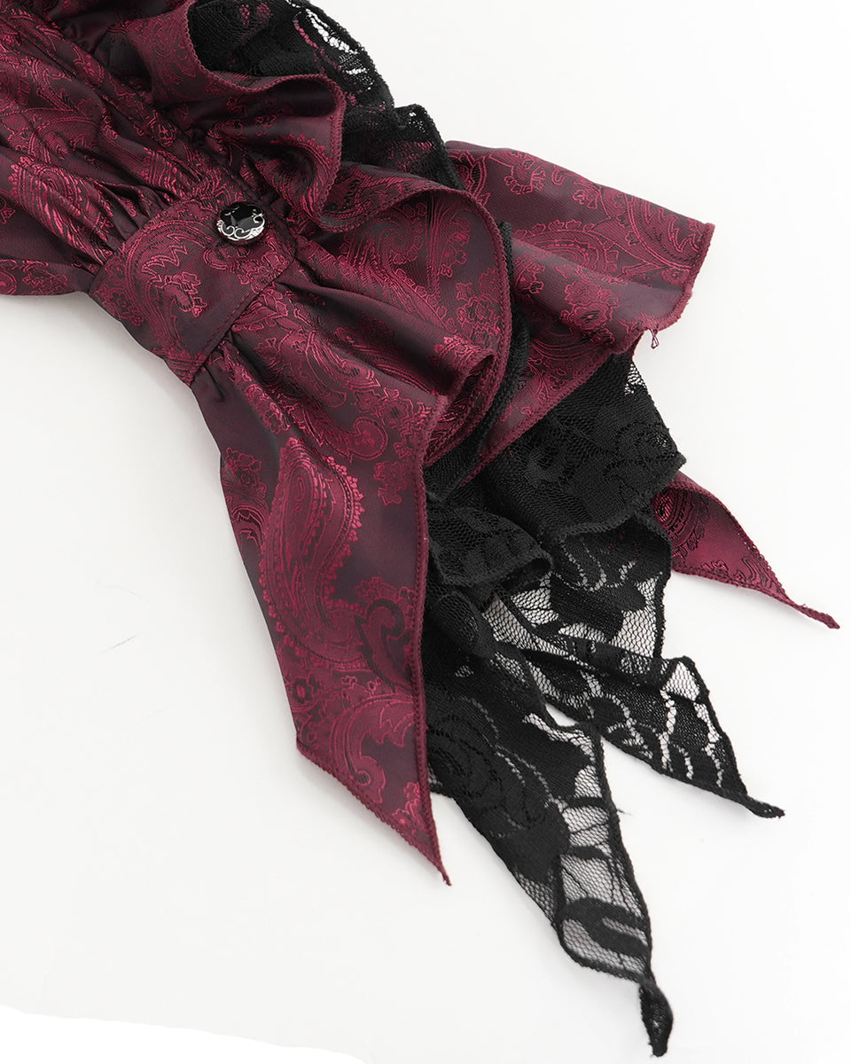 Red Crucifix Jacquard Detachable Cravat Shirt