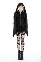 Punk Eyelet Lace Up Ruffle Mini Skirt