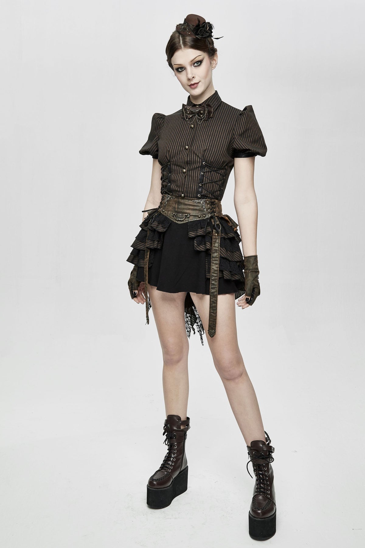 Brown Pinstripe Steampunk Shirt