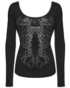 Full Sleeve Ribcage Skeleton Ring Cutout Spine Top