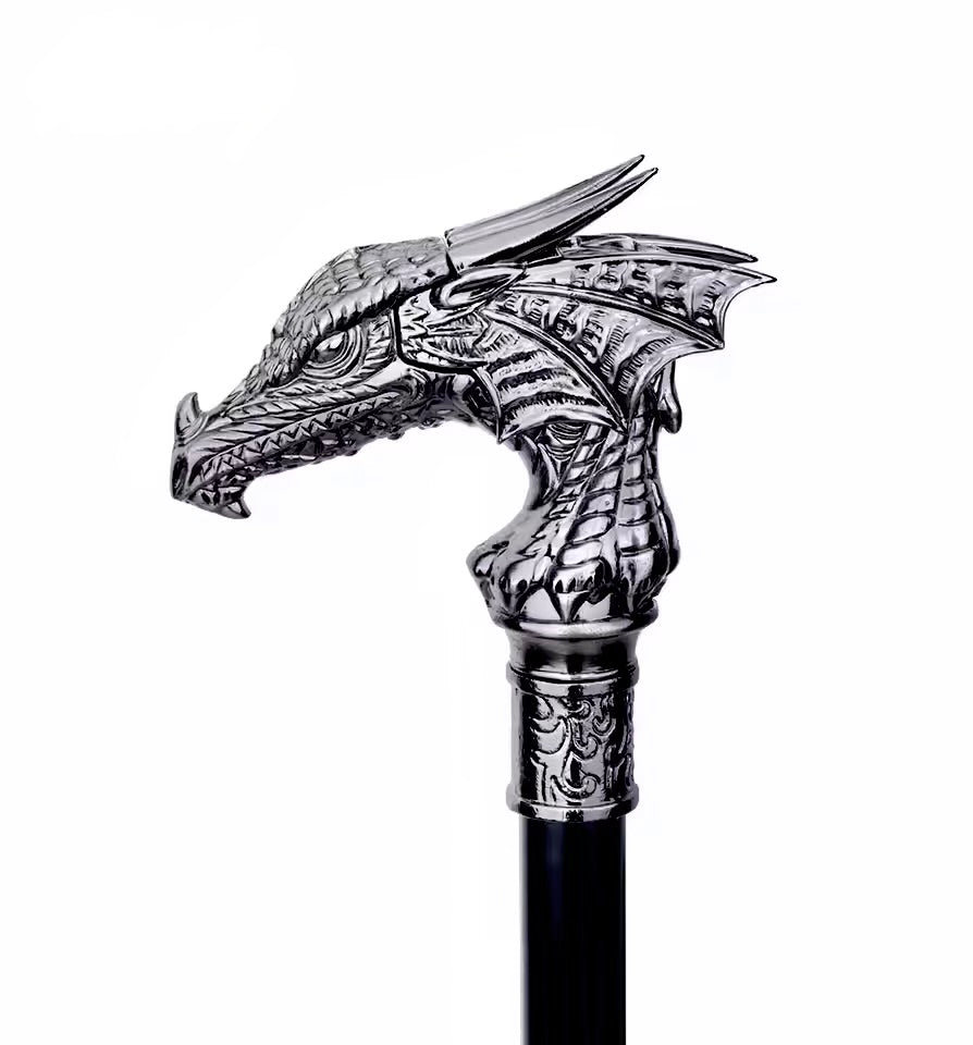Silver Dragon Head Cane
