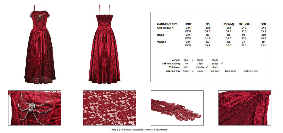 Blood Velvet Chain Maxi Dress