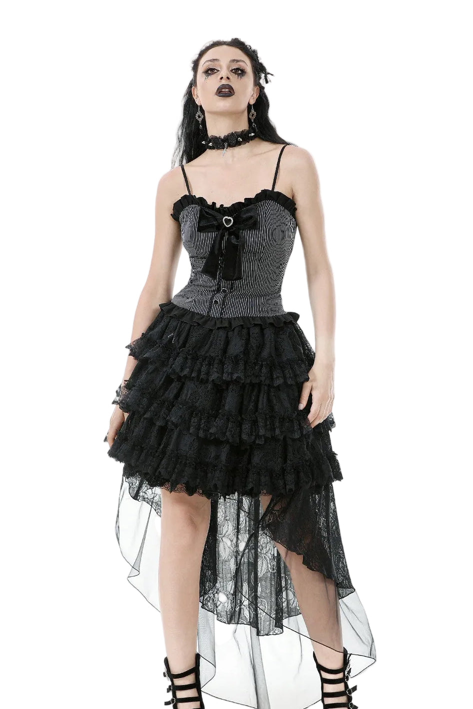 Pinstripe Satin Bow Doll Top