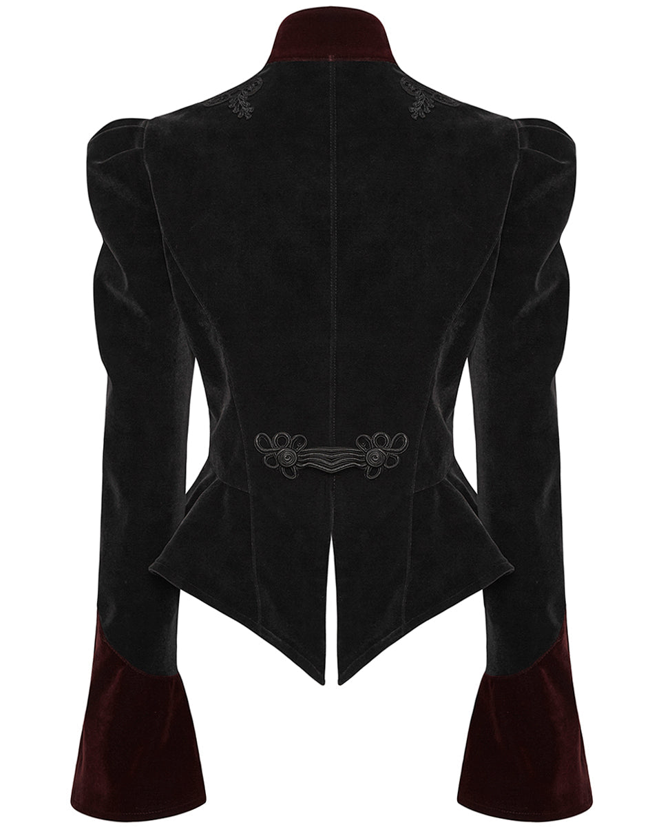 Black & Red Crafted Gothic Velvet Jacket