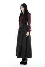 Wine Ruffle Long Sleeve Shirt