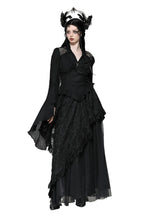 Black Flared Sleeve Crucifix Charm Blouse