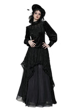 High Neck Jacquard Velvet Blouse