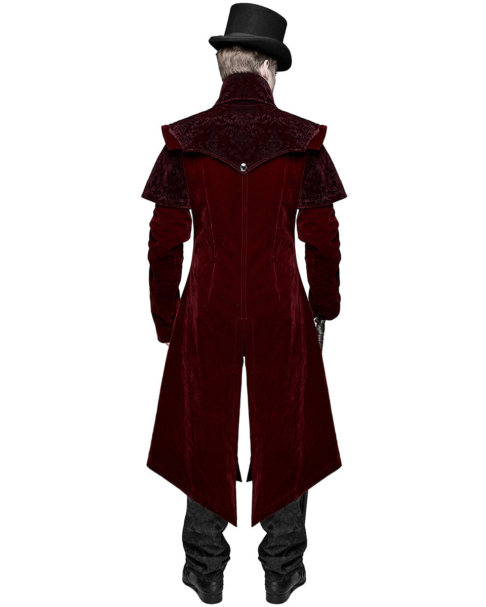Cape Collar Crucifix Gothic Long Burgundy Coat