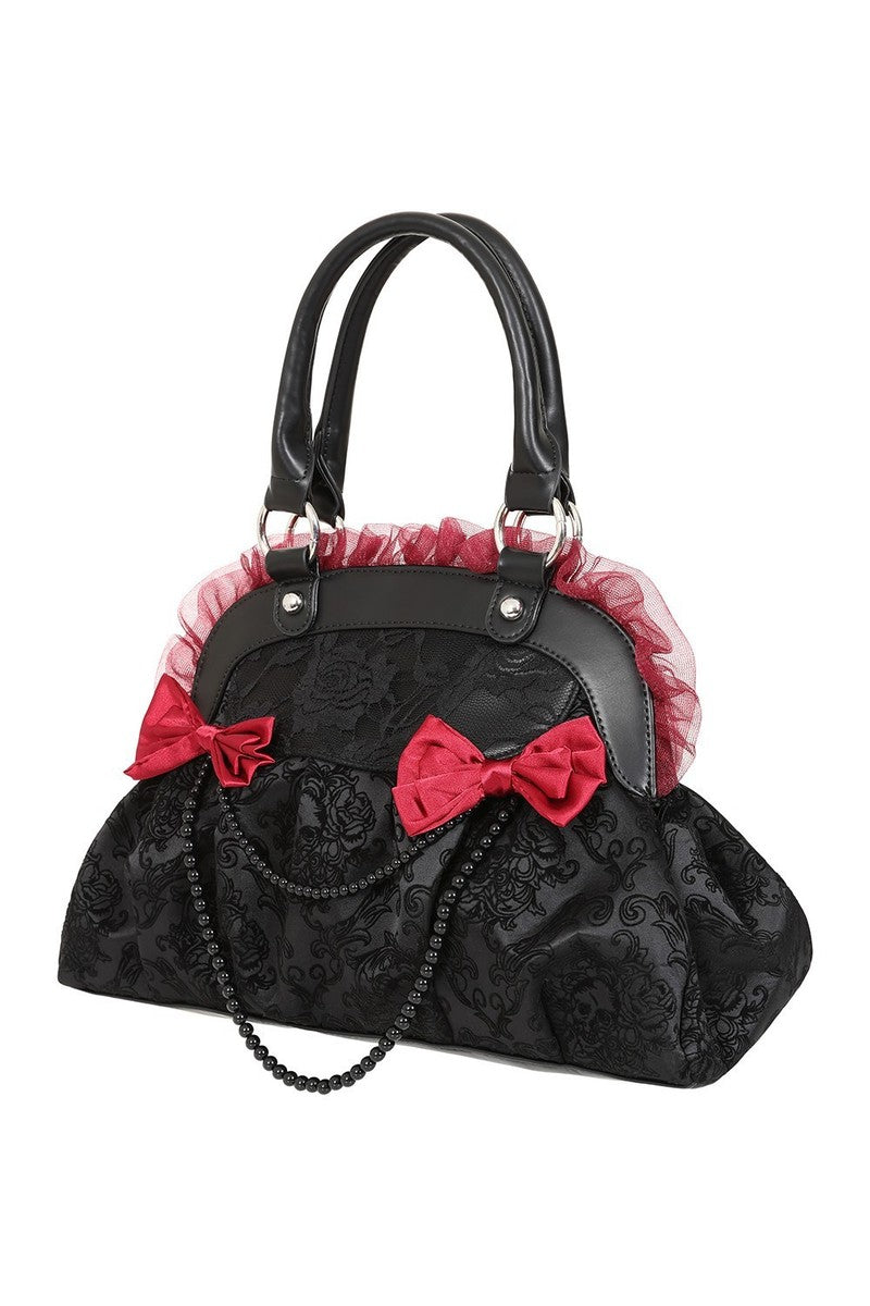 Patterned Frill & Bow Handbag
