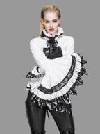 Flared Ruffle Sleeve Rose Cravat White Blouse