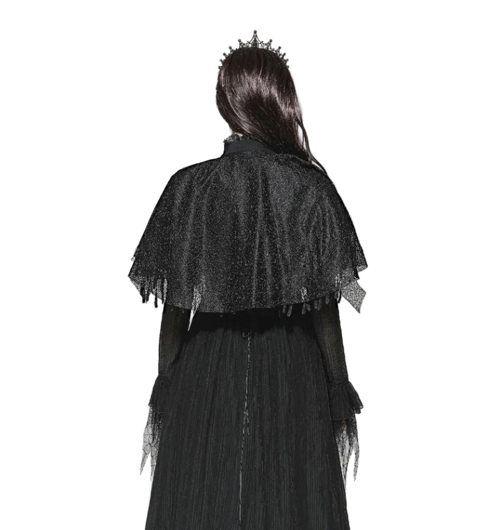 Tattered Cape Shrug With Crucifix Cravat