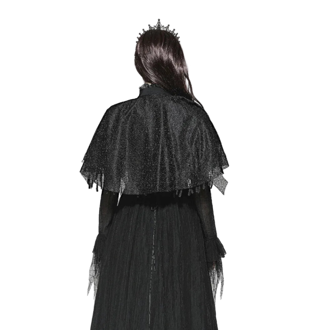 Tattered Cape Shrug With Crucifix Cravat