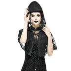 Sheer Patterned Hem Hooded Shrug Cape