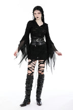 Shredded Whimsical Sleeve Hooded Jacket