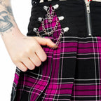 Pink Plaid Chain Mini Skirt
