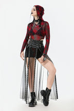 Light Mesh Eyelet Maxi Skirt