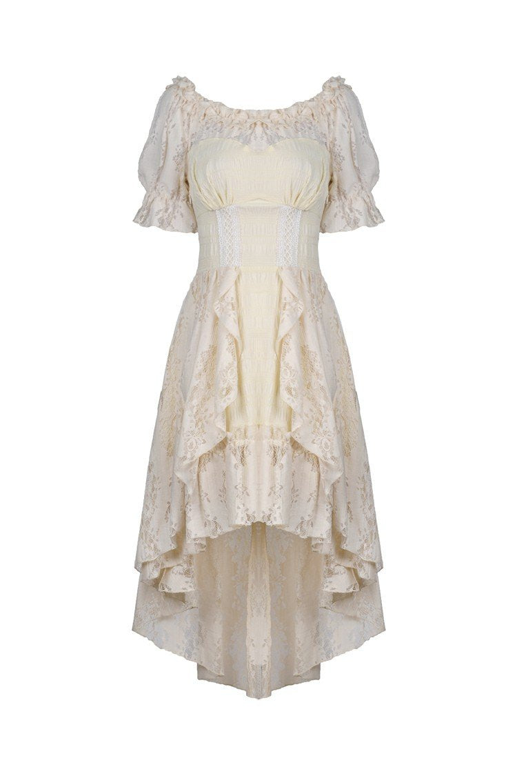 Steampunk Cream Cocktail Lace Dress